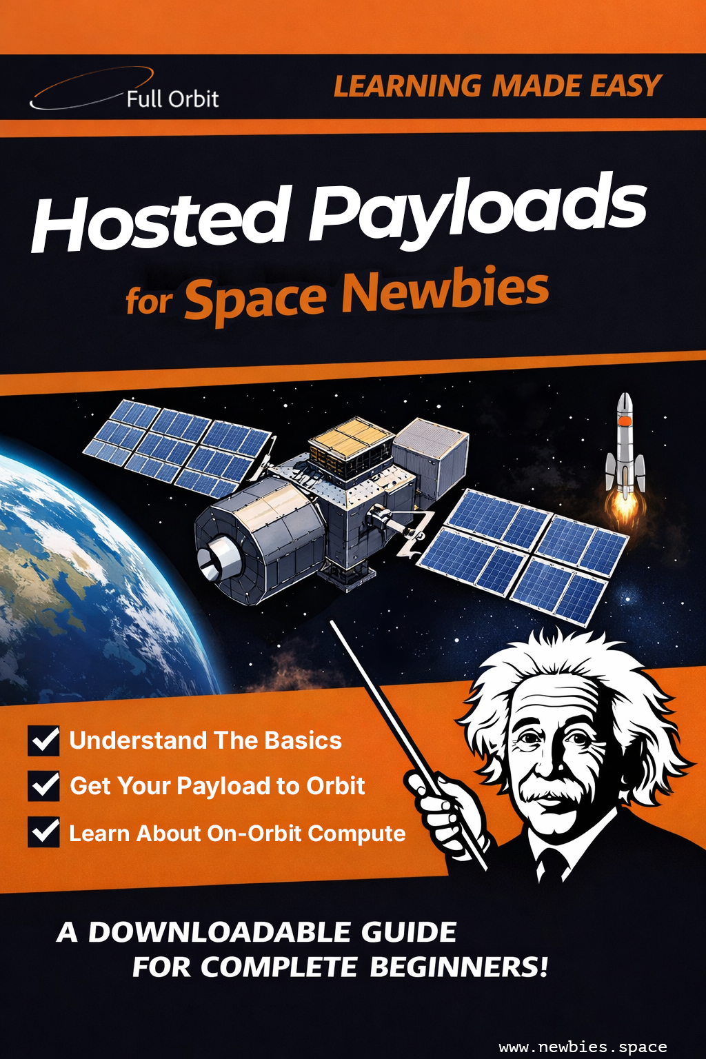 Mini-constellation of identical satellites with a highlighted payload integration bay showing turnkey mission-as-a-service.